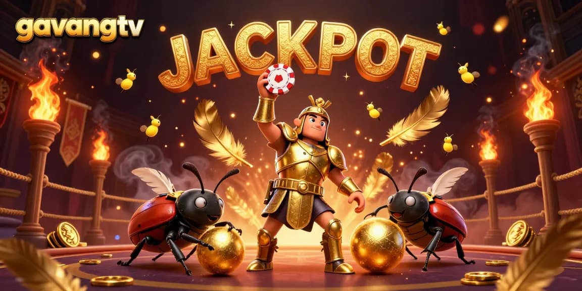 Experience the thrill of winning with gavangtv's heroic beetle in a dynamic casino scene.