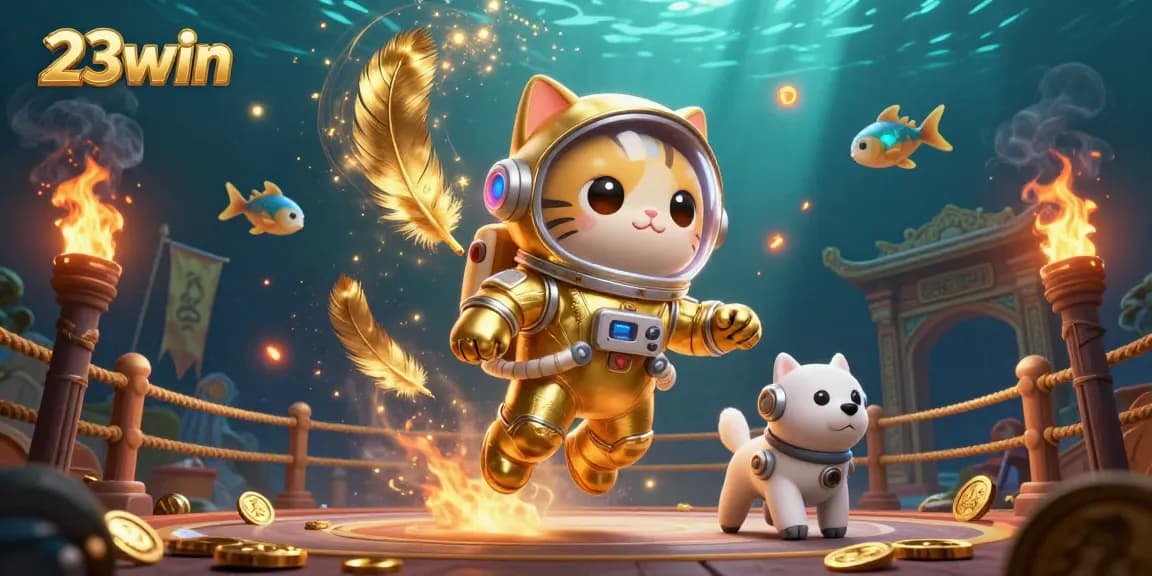 Experience the thrill of 23win with a dazzling scene featuring exciting betting elements and animated characters.
