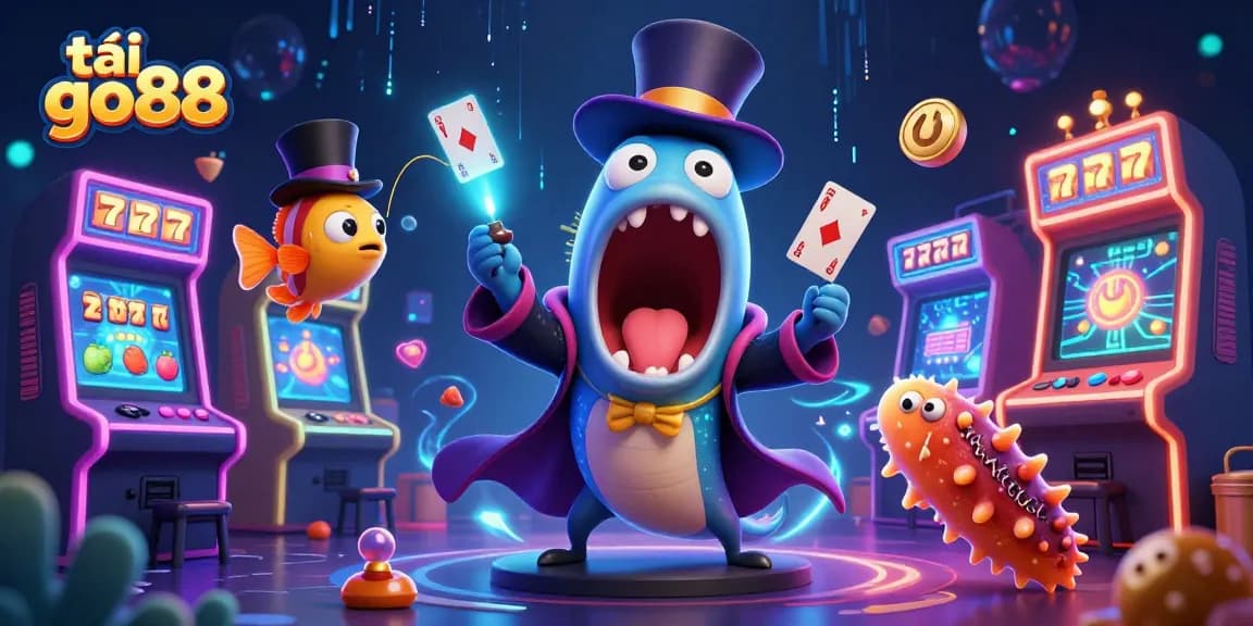 Experience mesmerizing card tricks and vibrant gaming with tải go88 in an enchanting underwater scene.