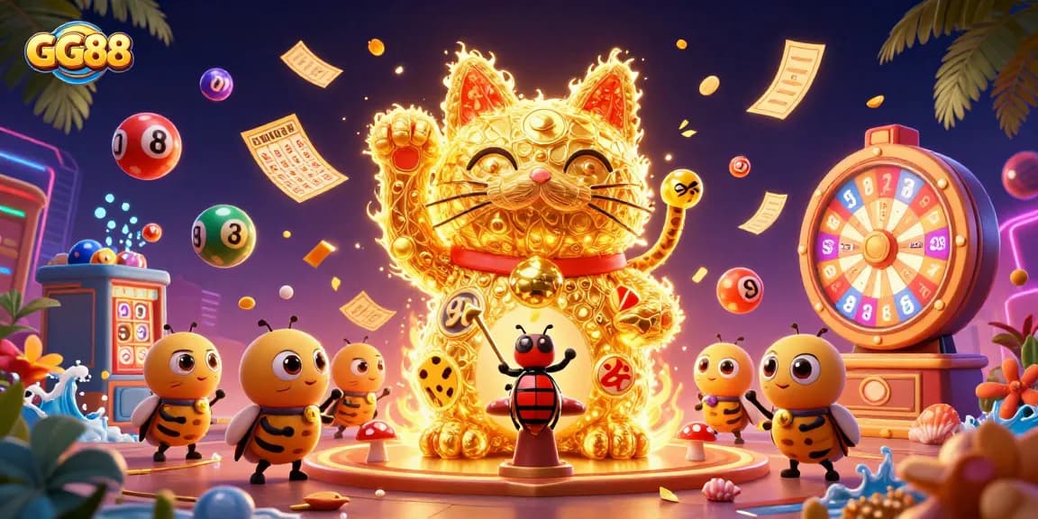 Engage with GG88's thrilling casino experience featuring vibrant lottery and gaming elements.