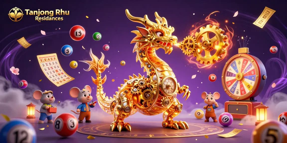 Tanjong Rhu Residences showcases an enchanting dragon and bustling gambling elements in a festive casino scene