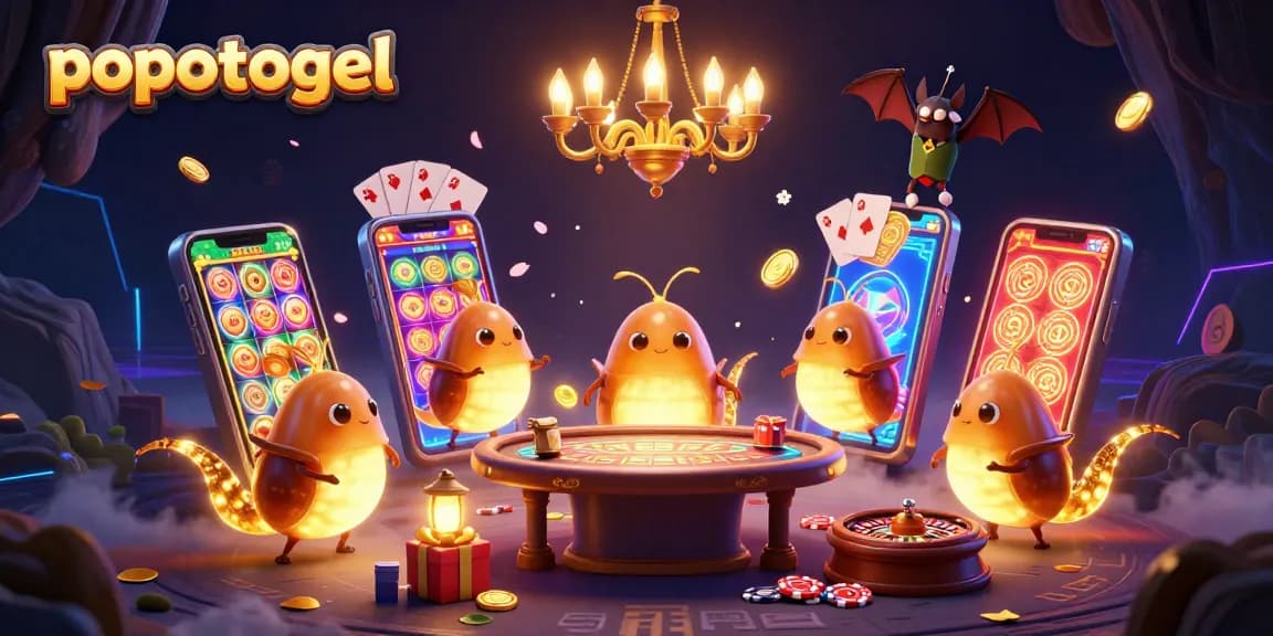 Experience thrilling gameplay with popotogel, featuring glowworms in a vibrant cave casino setting.