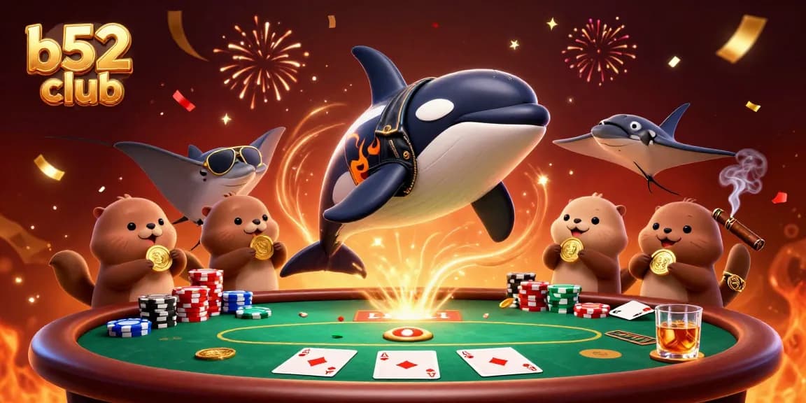b52club players enjoy vibrant poker action surrounded by sea creatures and sparkling riches.