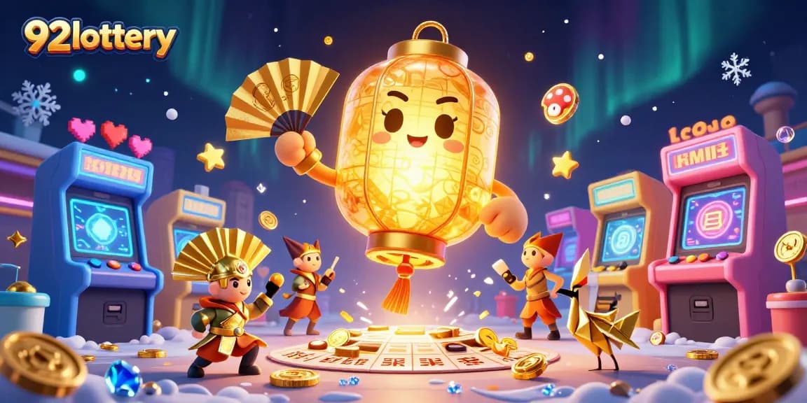 92lottery illustration showcasing vibrant gaming elements amidst a dynamic lottery theme.