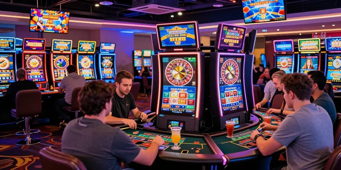 Players enjoying credit card casinos with vibrant gaming atmosphere and classic games