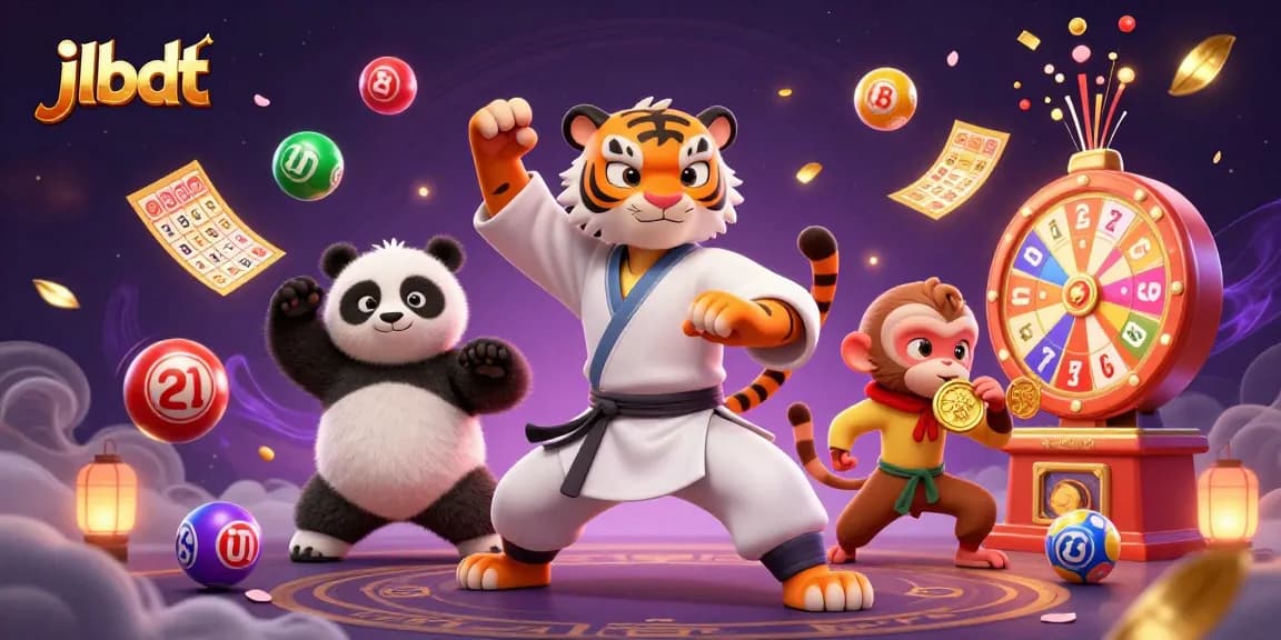 Engage with jlbdt's vibrant casino scene featuring a kung fu tiger and playful elements.