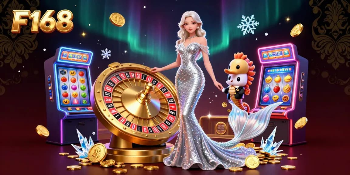 Experience F168's stunning casino-style gameplay with vibrant slot reels and dynamic game elements.
