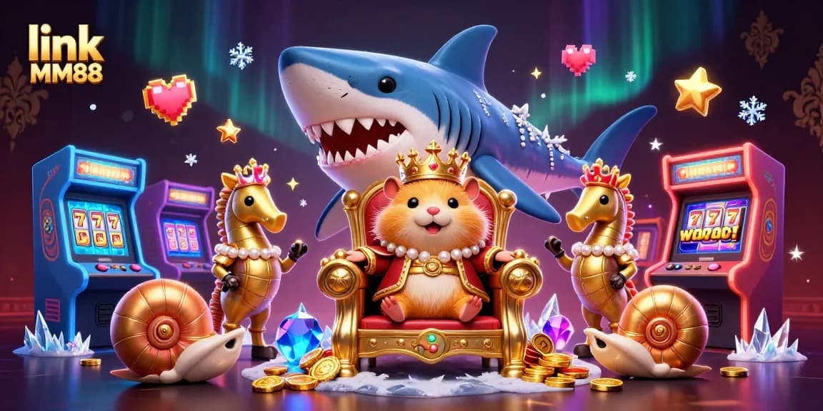 Engage in exciting gameplay with link MM88 featuring a fierce hamster king and colorful casino elements.