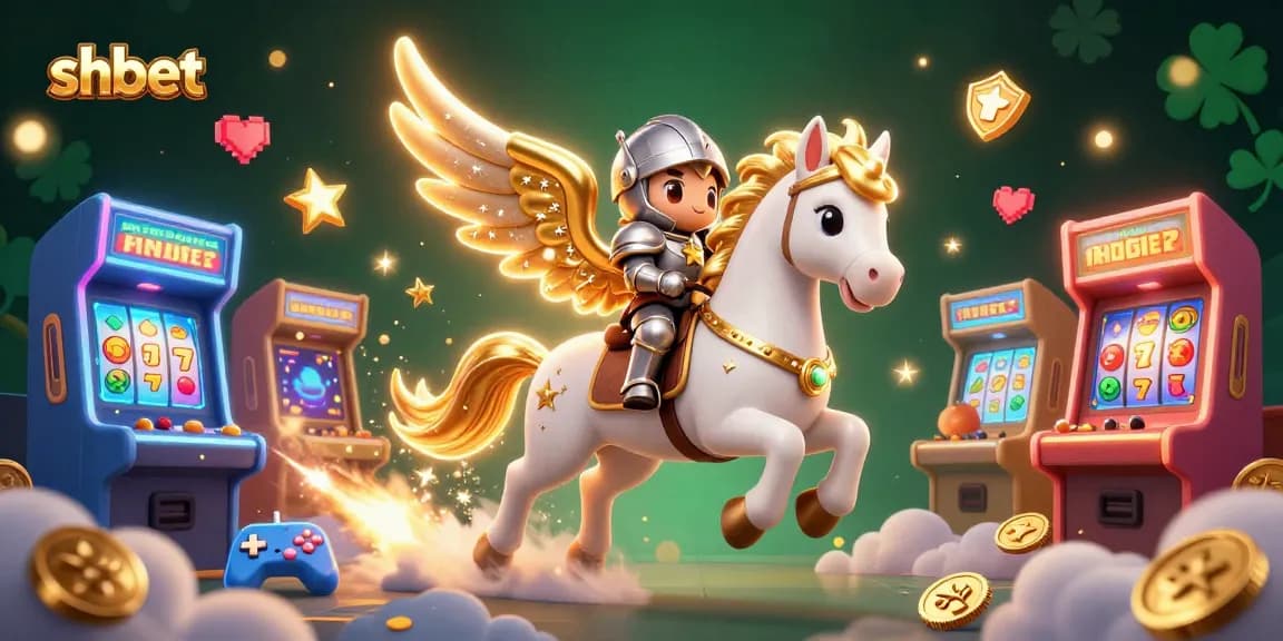 Engage with shbet's exciting gaming experience featuring a celestial horse and vibrant casino elements.