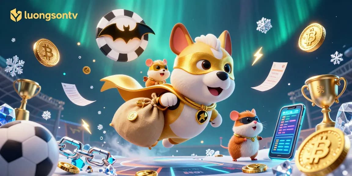 Engage with luongsontv featuring a heroic dog and hamster in a lively sports betting scene.