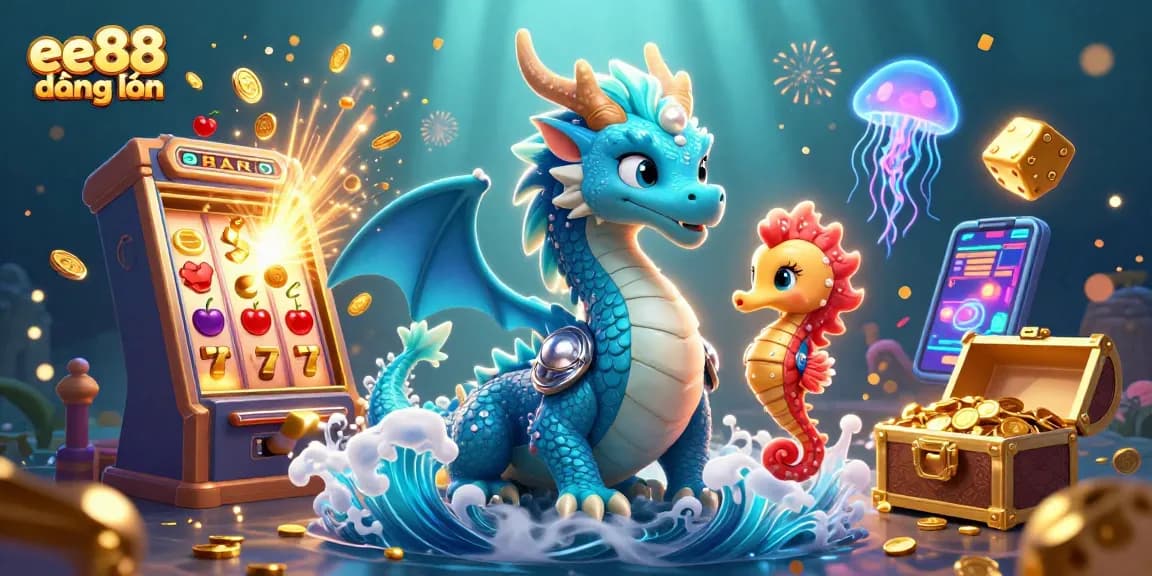 Engage with the excitement of ee88 đăng nhập featuring a colorful 3D dragon and fortune elements in a vibrant casino scene.
