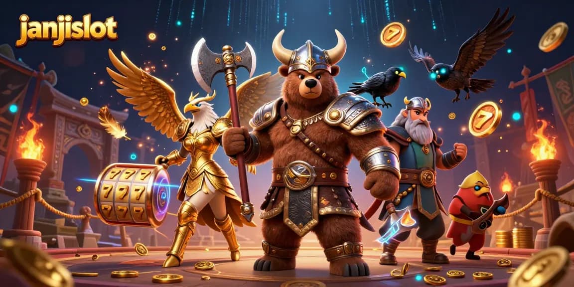 Experience thrilling wins with janjislot's exciting 3D gaming adventure featuring dynamic characters and vibrant casino elements.