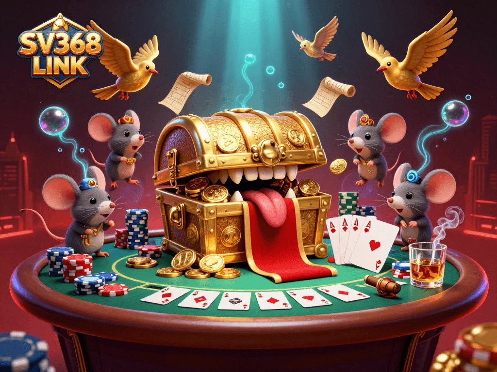 Win big with SV368 LINK in this vibrant casino scene filled with adventure and riches.
