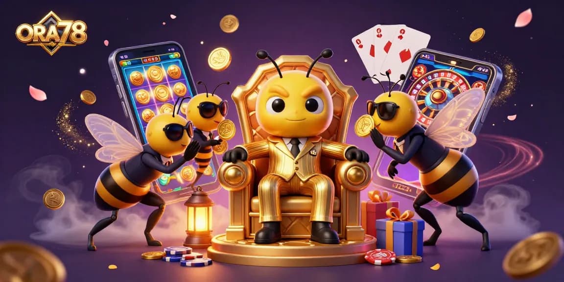 ORA78 menampilkan kemewahan permainan slot dengan karakter unik dan elemen kasino yang menarik