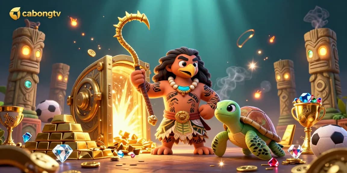 Experience thrilling gameplay with cabongtv's spirited characters, golden treasures, and vibrant betting scenes.