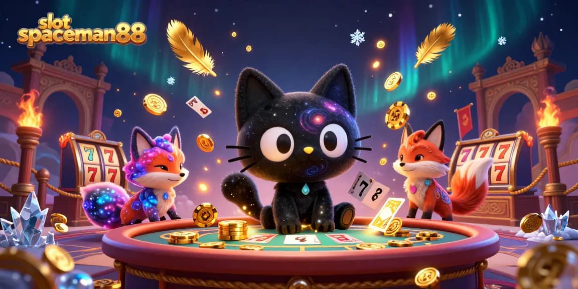 Experience thrilling gameplay with slot spaceman88, featuring a cosmic casino scene and vibrant characters.