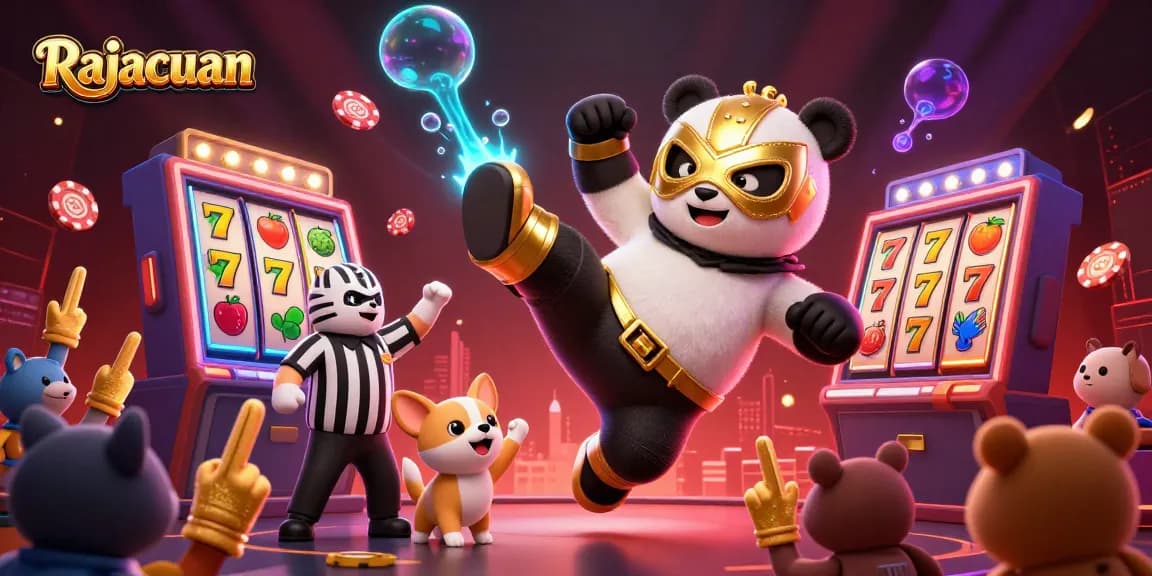 Rajacuan menghadirkan aksi seru dengan panda pegulat terbang dan suasana kasino.