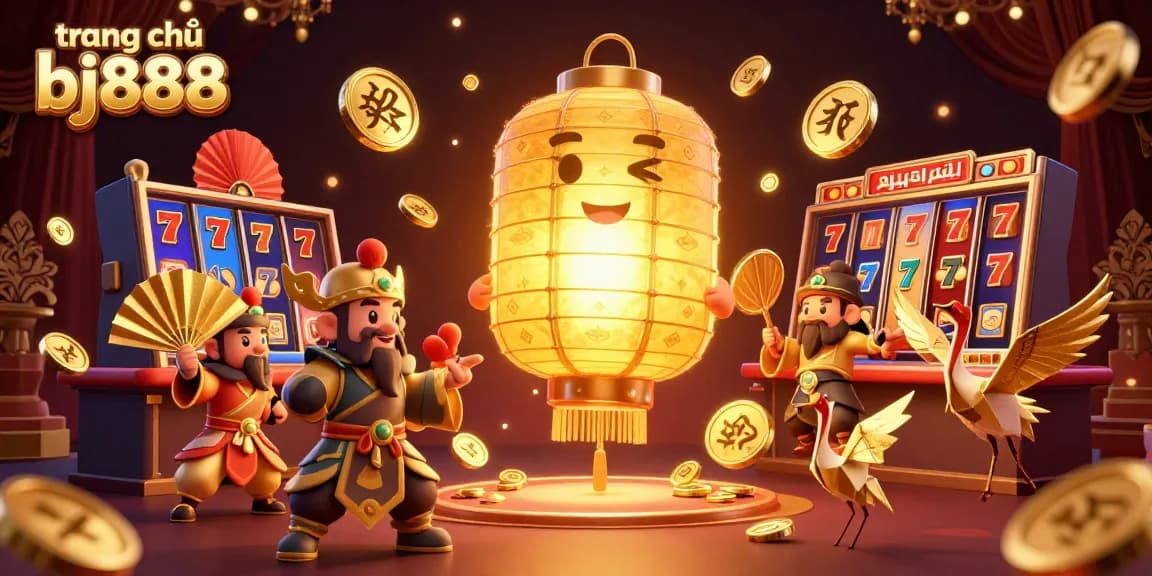 Experience the energy of winning at trang chủ bj888 with an exciting 3D casino illustration featuring vibrant slot games.