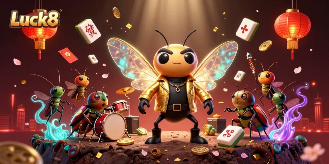 Experience Luck8's exciting gaming world with vibrant characters and mesmerizing casino elements.