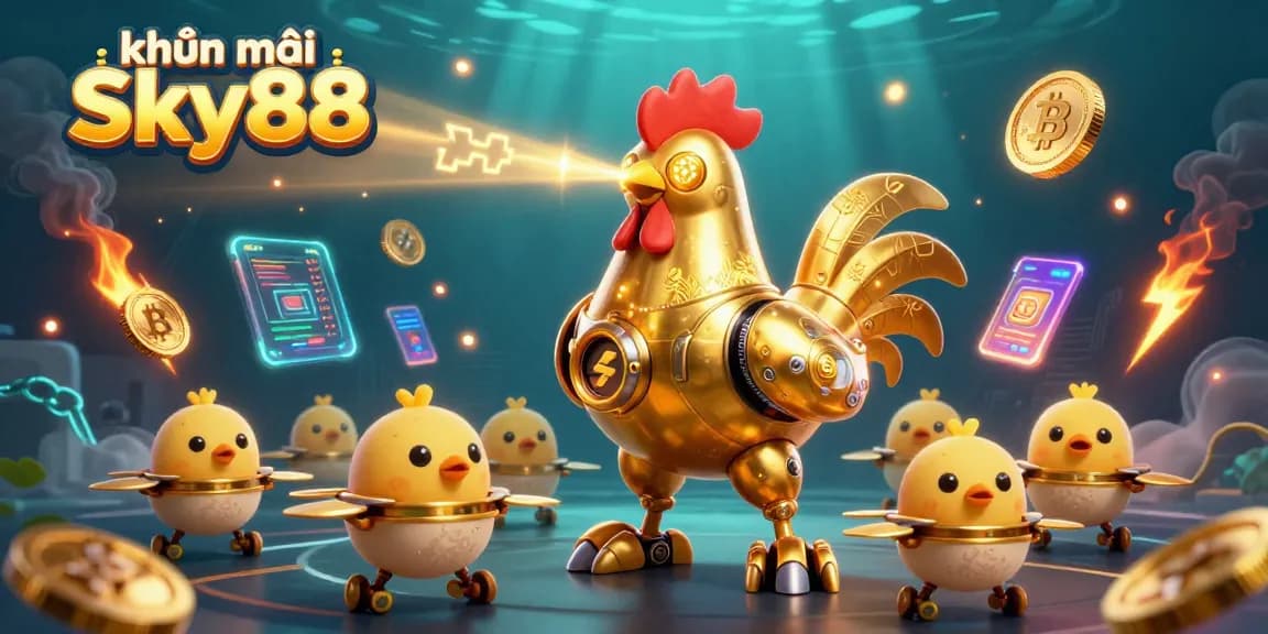 Experience exciting promotions with khuyến mãi Sky88 in a vibrant crypto casino illustration
