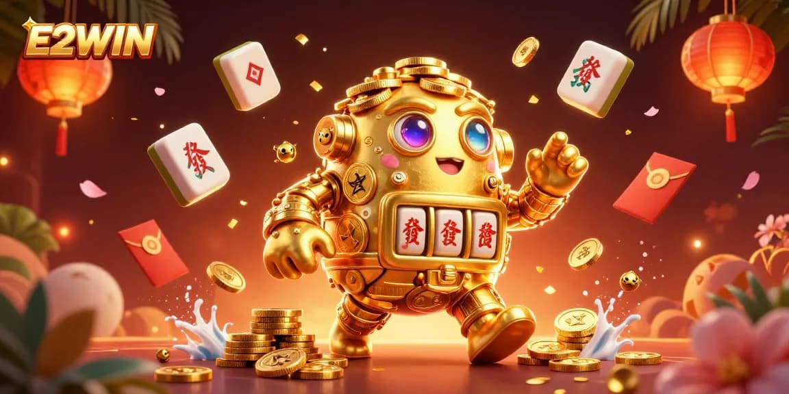 Experience the thrill of E2WIN with golden coin golems and exciting casino elements.