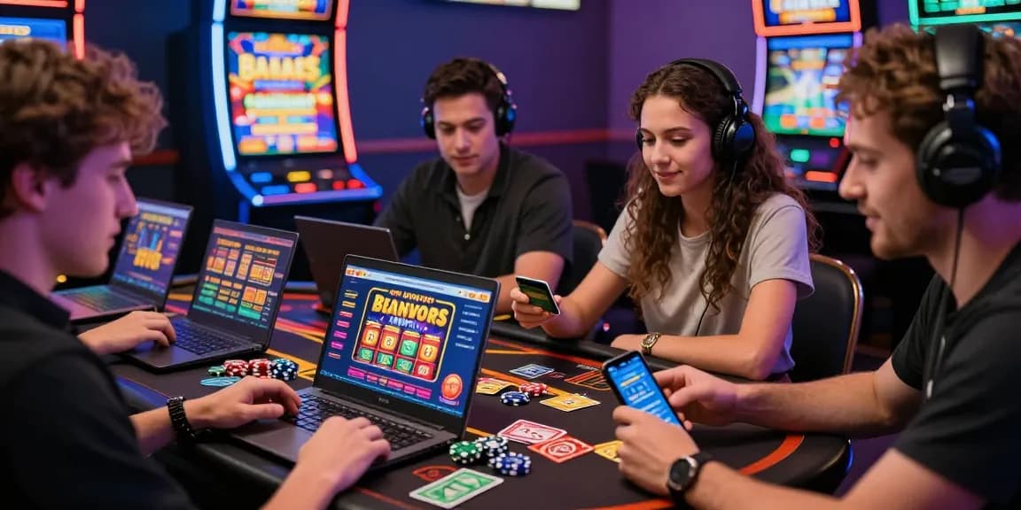 Players enjoying credit card casinos at cocomaya.co.uk, engaging with vibrant slots and gaming devices in a dynamic atmosphere.