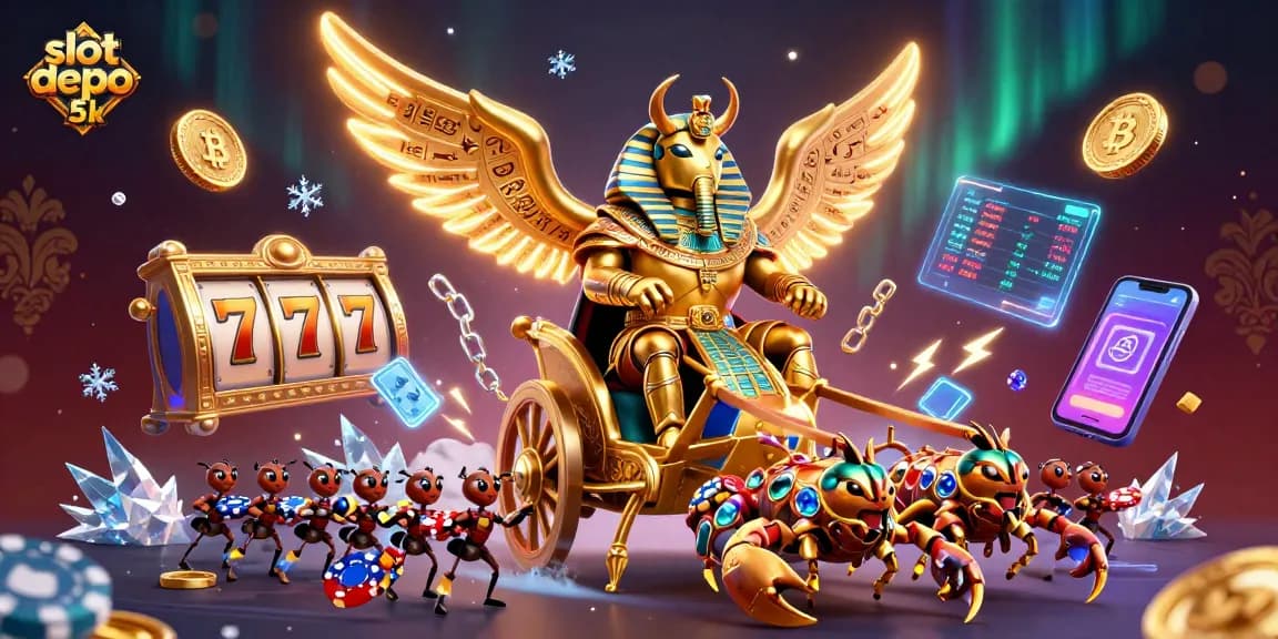 Engage with slot depo 5k for captivating 3D casino gameplay featuring vibrant golden characters and crypto coins.