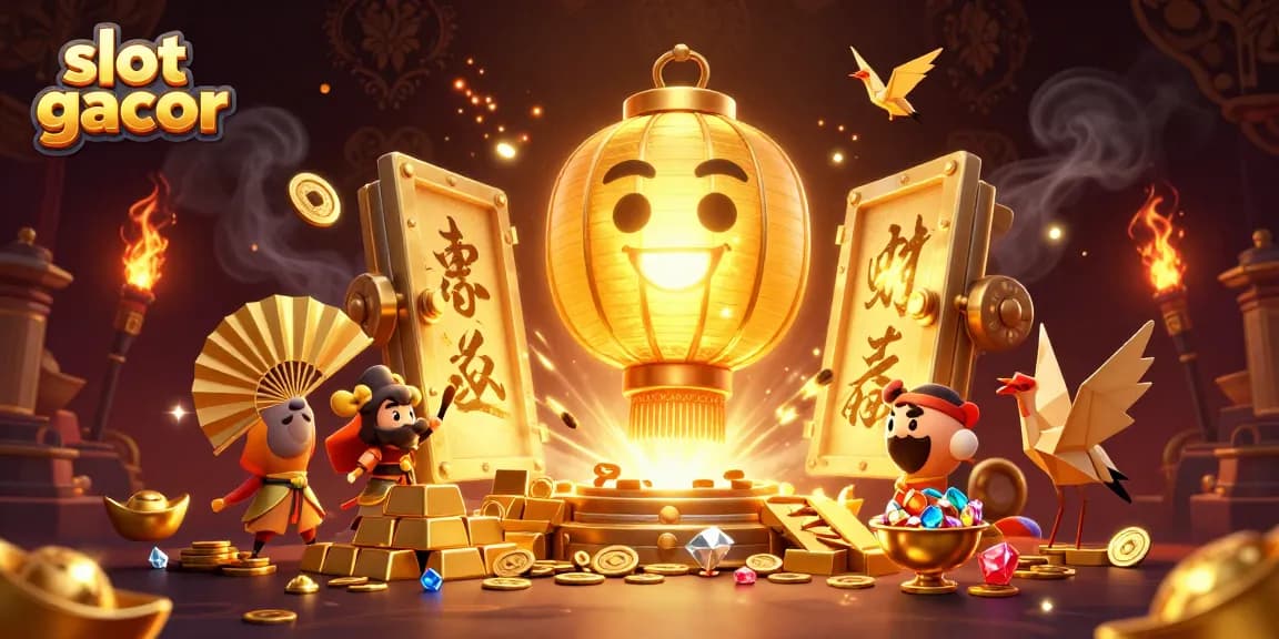 Experience exciting slot gacor gameplay amid golden treasures in this vibrant casino scene.