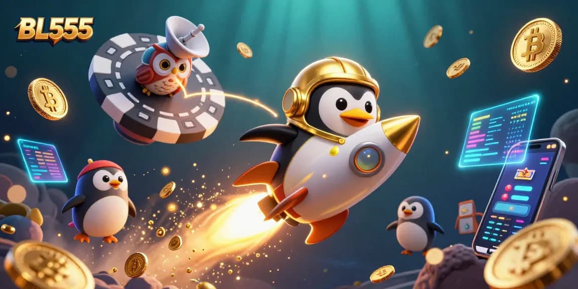 Experience thrilling gameplay at BL555 with a dynamic representation of casino fun and crypto excitement!