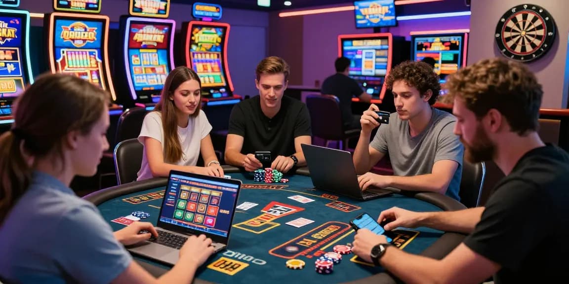 Exciting casino gameplay at uk credit card casinos with diverse players enjoying slots and live dealer games in a vibrant environment.