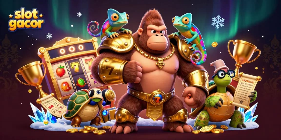 Experience thrilling slot gacor action with the gorilla king, chameleon spy, and tortoise elder in dynamic casino adventure.