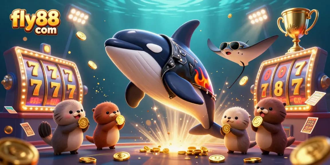 Experience winning moments with fly88 com in this vibrant 3D casino illustration showcasing dynamic slot gaming.