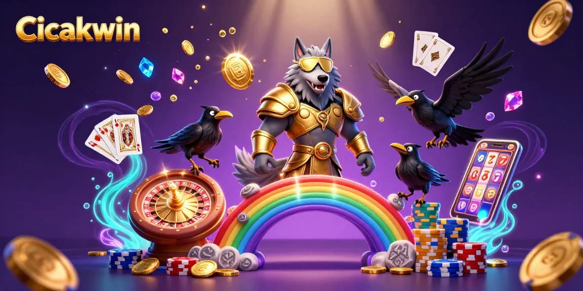 Cicakwin showcases an exciting online gaming atmosphere with vibrant casino elements, promoting thrilling gameplay.