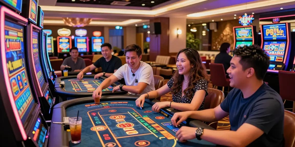Players enjoying vibrant gaming experiences at lc88 casino, showcasing interactive digital games.
