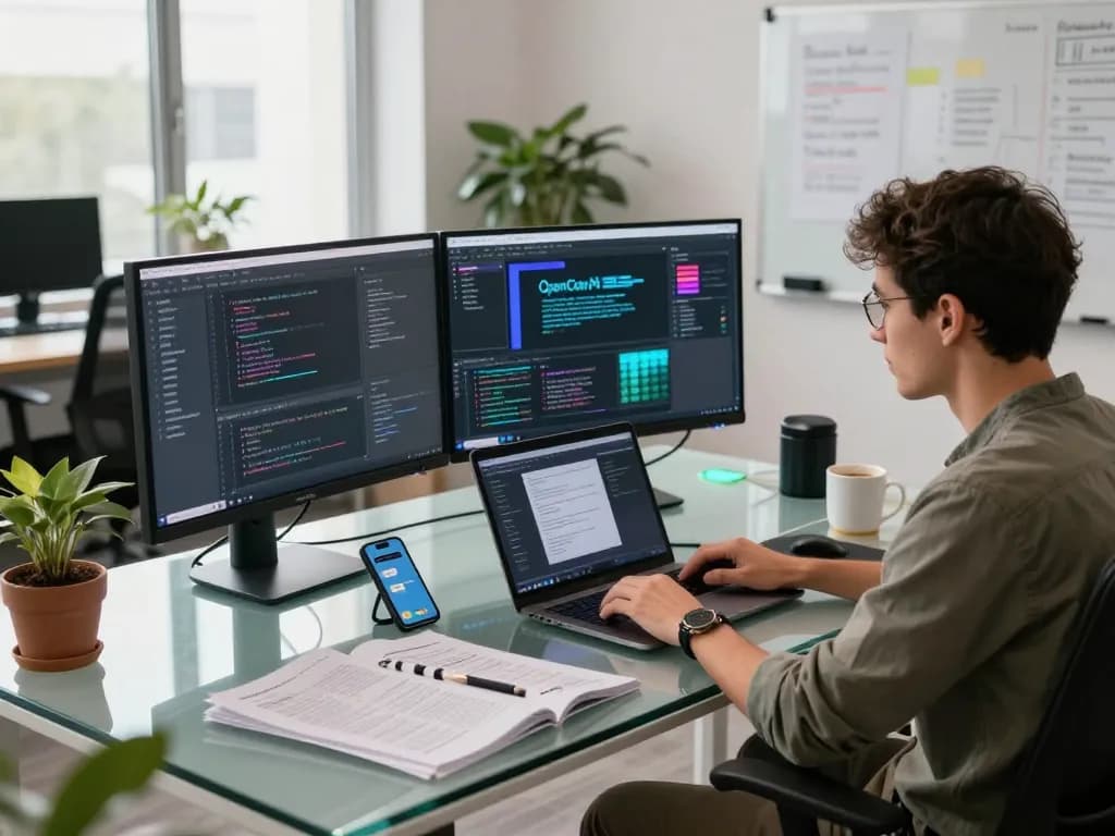 Innovative workspace showcasing OpenClaw AI assistant features on dual monitors, creating a productive tech environment.