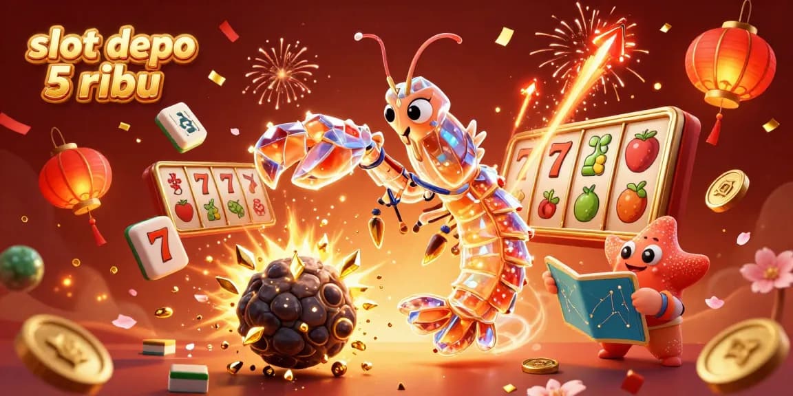 Experience thrilling wins with slot depo 5 ribu, featuring a galactic samurai and vibrant casino elements.