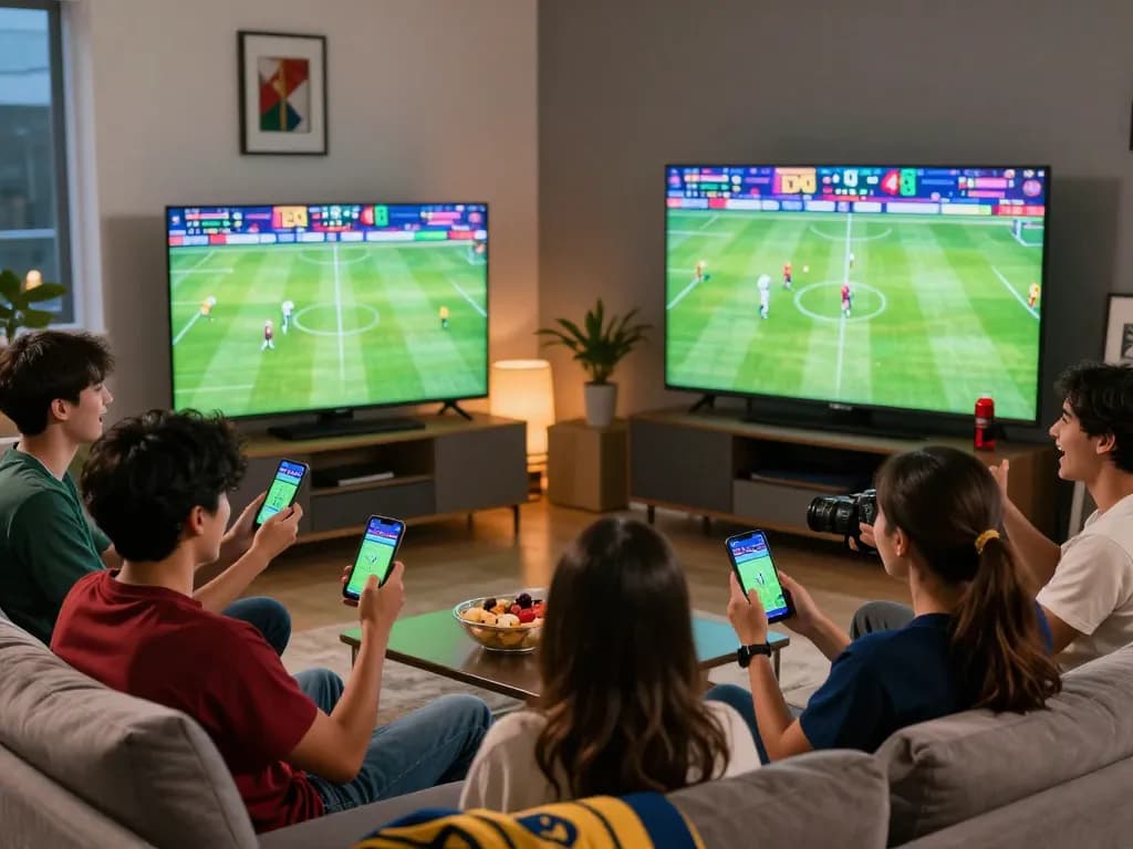 Experience online sports betting excitement at https://okfun.onl/ with friends during a live football match celebration.