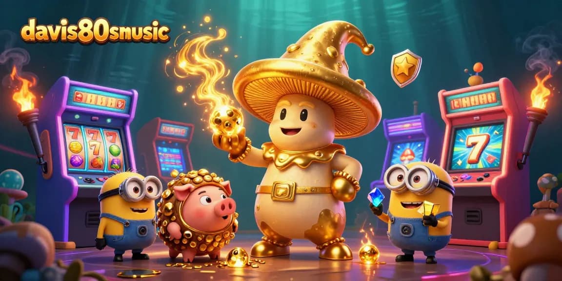 Join the excitement with davis80smusic as a golden mushroom wizard casts winning spells in a lively casino scene.