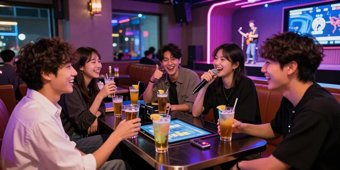 인천쓰리노에서 친구들과 함께 노래를 부르며 즐거운 시간을 보내는 모습