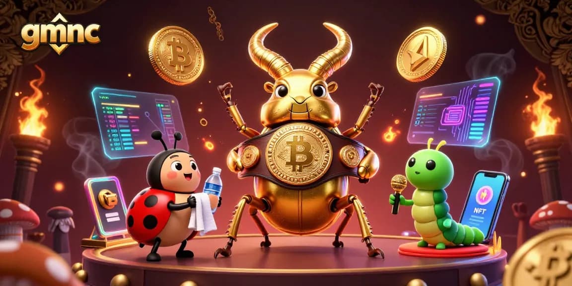 Watch the gmnc showdown featuring a golden stag beetle champion in a vibrant casino scene.