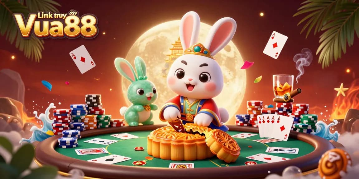 Engage in thrilling gameplay with the vibrant Link truy cập Vua88 illustration showcasing a dynamic casino scene.