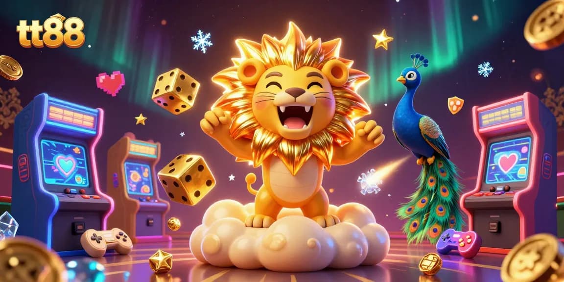 Engage with TT88's exhilarating gaming experience, featuring vibrant 3D casino elements and characters.