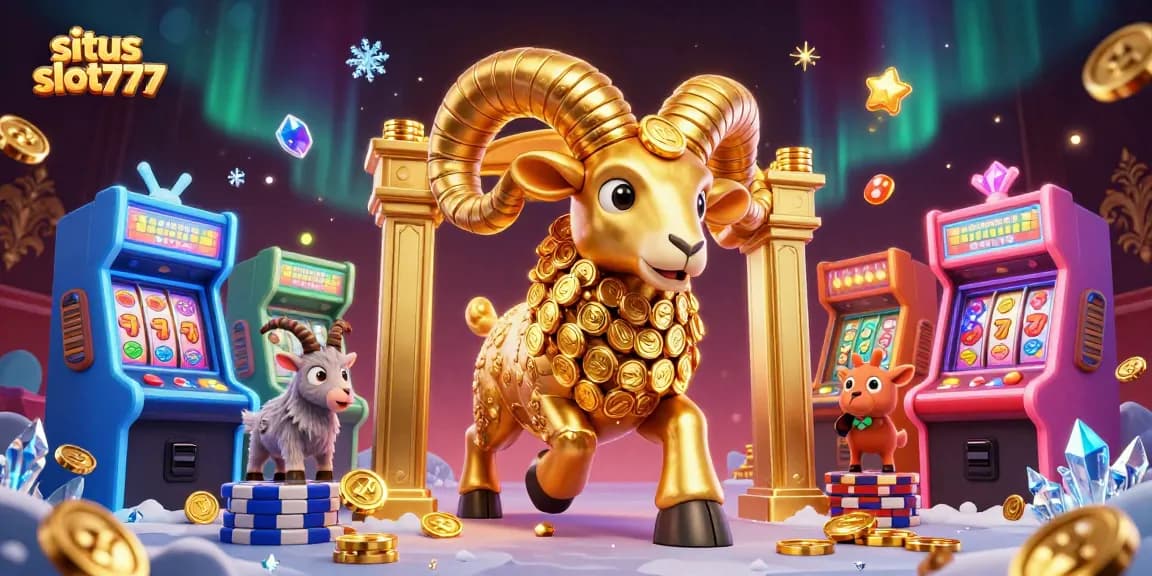 Mainkan situs slot777 dengan mesin slot menarik dan jackpot menggiurkan dalam ilustrasi kasino 3D.