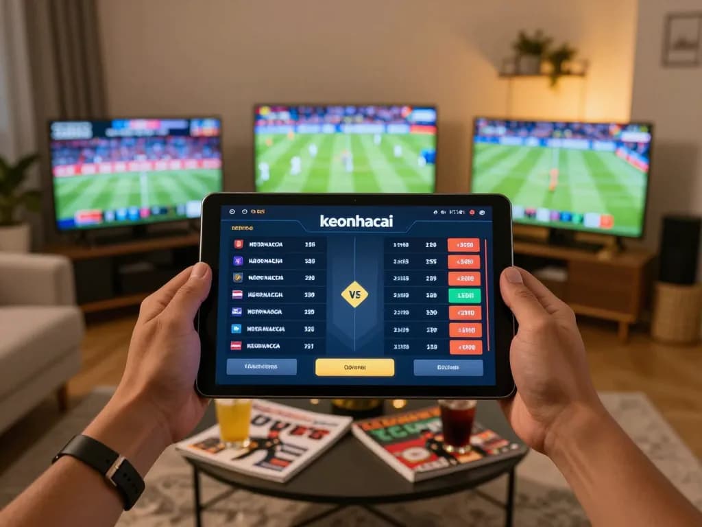 Engaging live sports betting experience with keonhacai displayed on tablet.