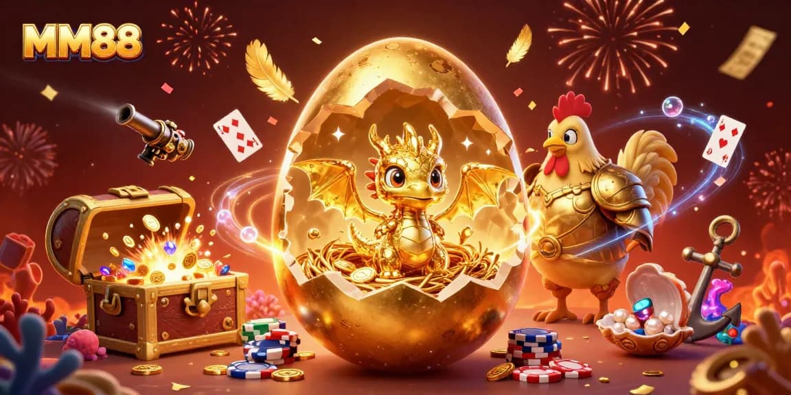 Experience winning thrills at MM88 with a 3D dragon and poker chips galore!