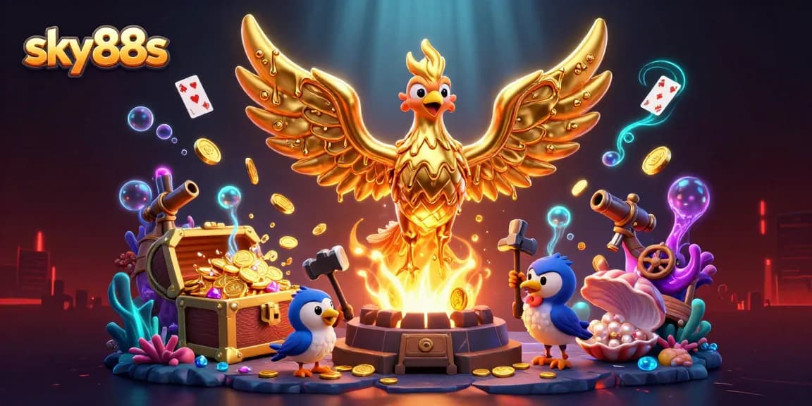 Feel the thrill of winning at sky88s with a golden phoenix and underwater treasures bursting with diamonds!