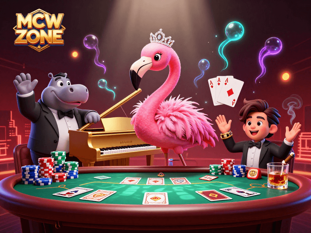 Join the fun at MCW ZONE casino with vibrant gaming, energetic characters, and immersive ambiance.