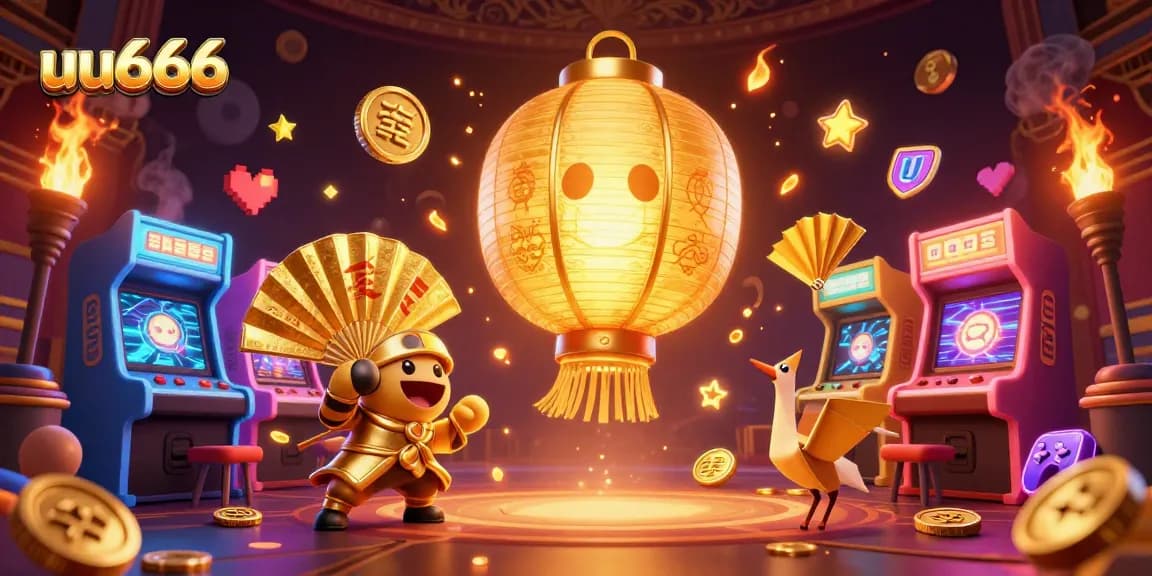 Play and win big with uu666 in this vibrant casino illustration featuring modern games.