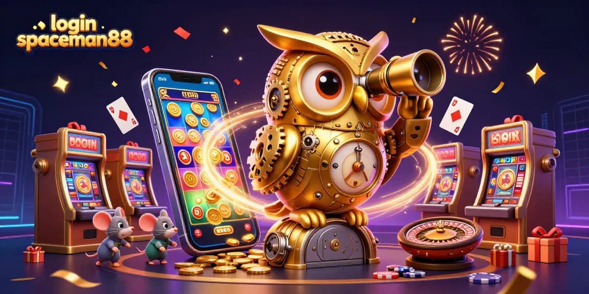 Experience gaming excitement with the login spaceman88 3D casino illustration showcasing vibrant slot games.