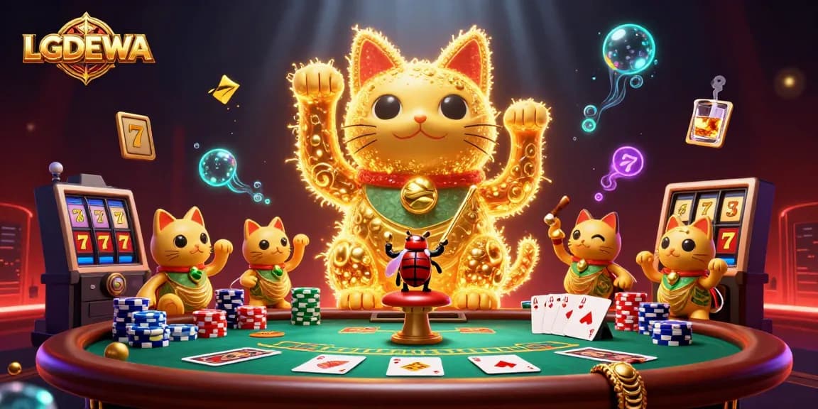 Experience winning moments with LGODEWA's vibrant casino art featuring lucky symbols.